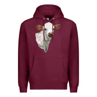Burgundy Texas Longhorn Calf Face Premium Hoodie - LillyAllenDesigns
