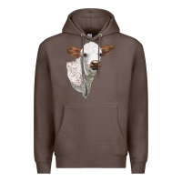 Coffee Texas Longhorn Calf Face Premium Hoodie - LillyAllenDesigns