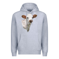 Heather Grey Texas Longhorn Calf Face Premium Hoodie - LillyAllenDesigns