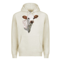 Oatmeal Heather Texas Longhorn Calf Face Premium Hoodie - LillyAllenDesigns