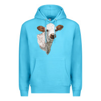 Ocean Blue Texas Longhorn Calf Face Premium Hoodie - LillyAllenDesigns