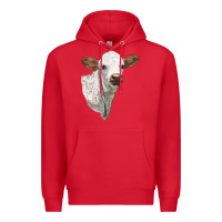 Red Texas Longhorn Calf Face Premium Hoodie - LillyAllenDesigns