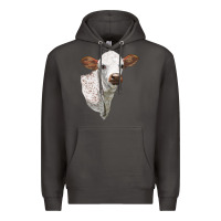 Smoke Texas Longhorn Calf Face Premium Hoodie - LillyAllenDesigns