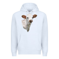 White Texas Longhorn Calf Face Premium Hoodie - LillyAllenDesigns