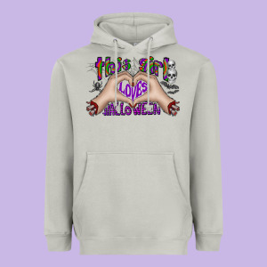 This Girl Loves Halloween Heavyweight Hoodie Designed By Cowhidedigitalart