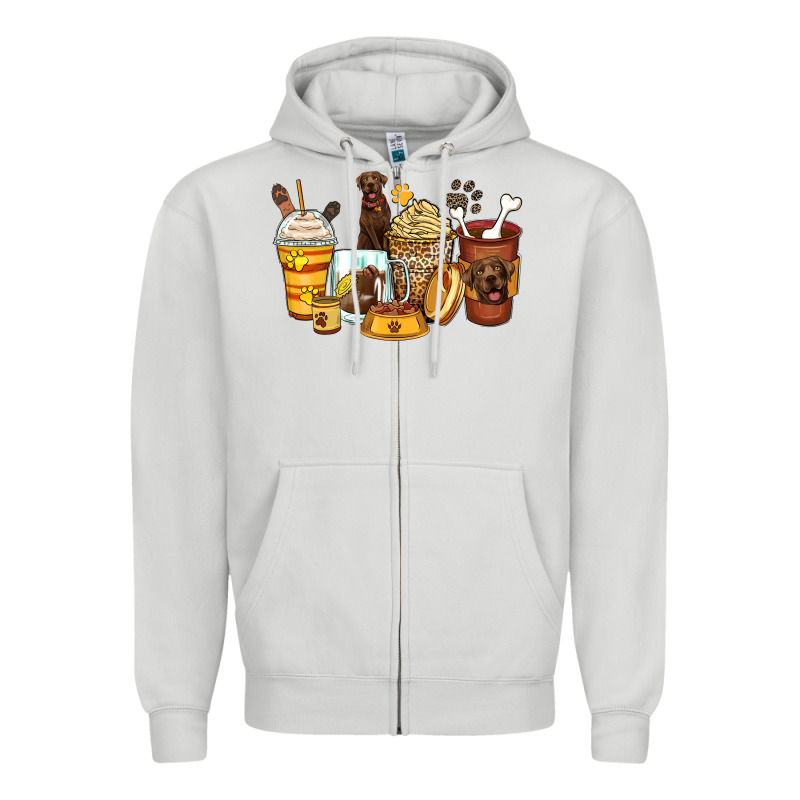 Labrador Retriever Coffee Cups Zipper Hoodie by Zillion Design Studio | Teevron