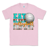 Bubblegum Pink eat sleep volleyball repeat Classic Tee - texasbilliewilder