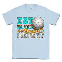 Dusty Blue eat sleep volleyball repeat Classic Tee - texasbilliewilder