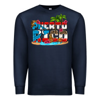 Navy puerto rico and flowers with frog Premium Sweatshirt - AdoDesignShop