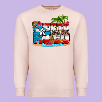 Puerto Rico And Flowers With Frog Premium Sweatshirt Designed By Adodesignshop