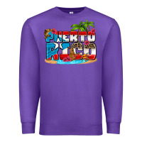 Purple puerto rico and flowers with frog Premium Sweatshirt - AdoDesignShop