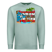 Seafoam puerto rico and flowers with frog Premium Sweatshirt - AdoDesignShop