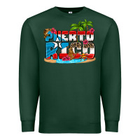Sports Green puerto rico and flowers with frog Premium Sweatshirt - AdoDesignShop