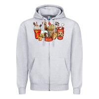 Heather Grey labradoodle coffee cups Zipper Hoodie - Zillion Design Studio