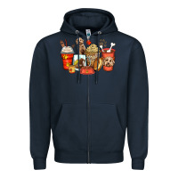 Navy labradoodle coffee cups Zipper Hoodie - Zillion Design Studio