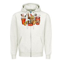Oatmeal Heather labradoodle coffee cups Zipper Hoodie - Zillion Design Studio