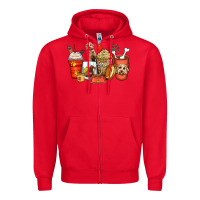 Red labradoodle coffee cups Zipper Hoodie - Zillion Design Studio