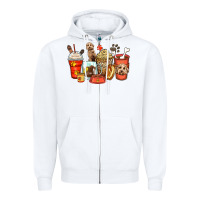 White labradoodle coffee cups Zipper Hoodie - Zillion Design Studio