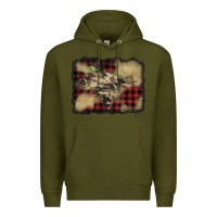 Army Green buffalo plaid christmas camouflage glitter background Premium Hoodie - Jasminsmagicworld
