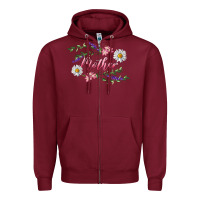 Burgundy floral mother Zipper Hoodie - RanaPortraitStore