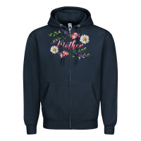 Navy floral mother Zipper Hoodie - RanaPortraitStore