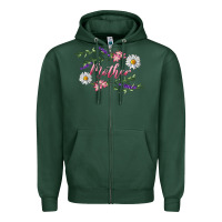 Sports Green floral mother Zipper Hoodie - RanaPortraitStore