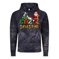 Cloud Black cozy season with santa christmas tree cactus and gift Vintage Hoodie - AdoDesignShop