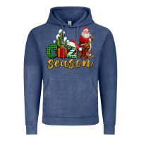 Vintage Denim cozy season with santa christmas tree cactus and gift Vintage Hoodie - AdoDesignShop