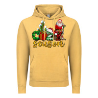 Vintage Mustard cozy season with santa christmas tree cactus and gift Vintage Hoodie - AdoDesignShop