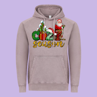Cozy Season With Santa Christmas Tree Cactus And Gift Vintage Hoodie Designed By Adodesignshop