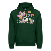 Forest Green he lives with bunnys and eggs Urban Hoodie - MaliasSmallBusiness