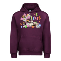 Mauve Wine he lives with bunnys and eggs Urban Hoodie - MaliasSmallBusiness