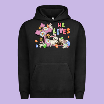 He Lives With Bunnys And Eggs Urban Hoodie Designed By Maliassmallbusiness