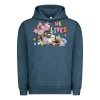 Pigment Midnight Navy he lives with bunnys and eggs Urban Hoodie - MaliasSmallBusiness