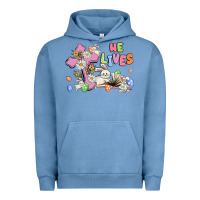 Pigment Pebble Blue he lives with bunnys and eggs Urban Hoodie - MaliasSmallBusiness