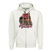 Oatmeal Heather mother's day mama bear wıth bandana and glasses Zipper Hoodie - RanaPortraitStore