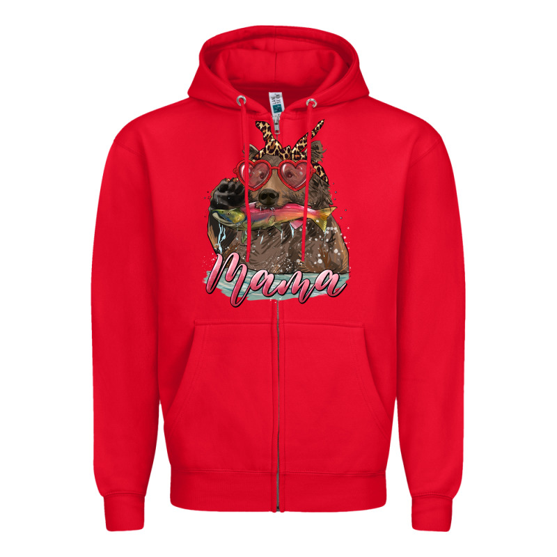 Mother's Day Mama Bear Wıth Bandana And Glasses Zipper Hoodie by RanaPortraitStore | Teevron
