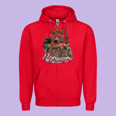 Zipper Hoodie mother's day mama bear wıth bandana and glasses