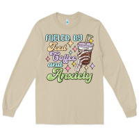 Mushroom fueled by iced coffee and anxiety Long Sleeve Tee - MaliasSmallBusiness