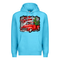 Ocean Blue merry christmas red truck christmas trees Premium Hoodie - Jasminsmagicworld