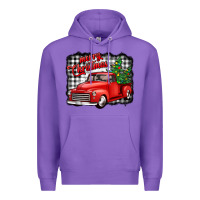 Purple merry christmas red truck christmas trees Premium Hoodie - Jasminsmagicworld