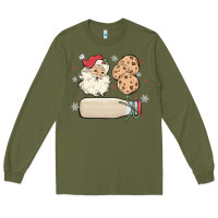 Army Green custom milk and cookies with santa Long Sleeve Tee - MaliasSmallBusiness