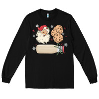 Black custom milk and cookies with santa Long Sleeve Tee - MaliasSmallBusiness