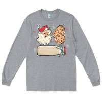Heather Grey custom milk and cookies with santa Long Sleeve Tee - MaliasSmallBusiness