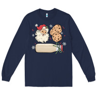 Navy custom milk and cookies with santa Long Sleeve Tee - MaliasSmallBusiness