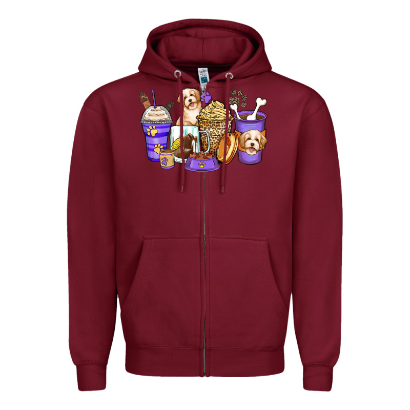 Havanese Terrier Coffee Cups Zipper Hoodie by Zillion Design Studio | Teevron