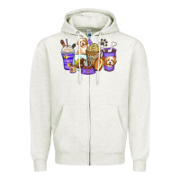 Oatmeal Heather havanese terrier coffee cups Zipper Hoodie - Zillion Design Studio
