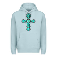 Blue Mist western turquoise gemstone cross Premium Hoodie - BarkalooDesign