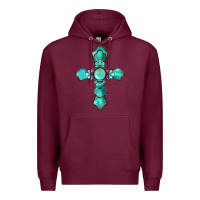 Burgundy western turquoise gemstone cross Premium Hoodie - BarkalooDesign