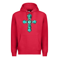 Cardinal western turquoise gemstone cross Premium Hoodie - BarkalooDesign
